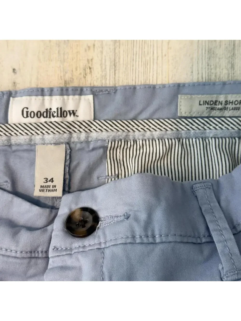 Goodfellow Men’s Size 34 Stretch Chino Shorts Blue Casual Summer